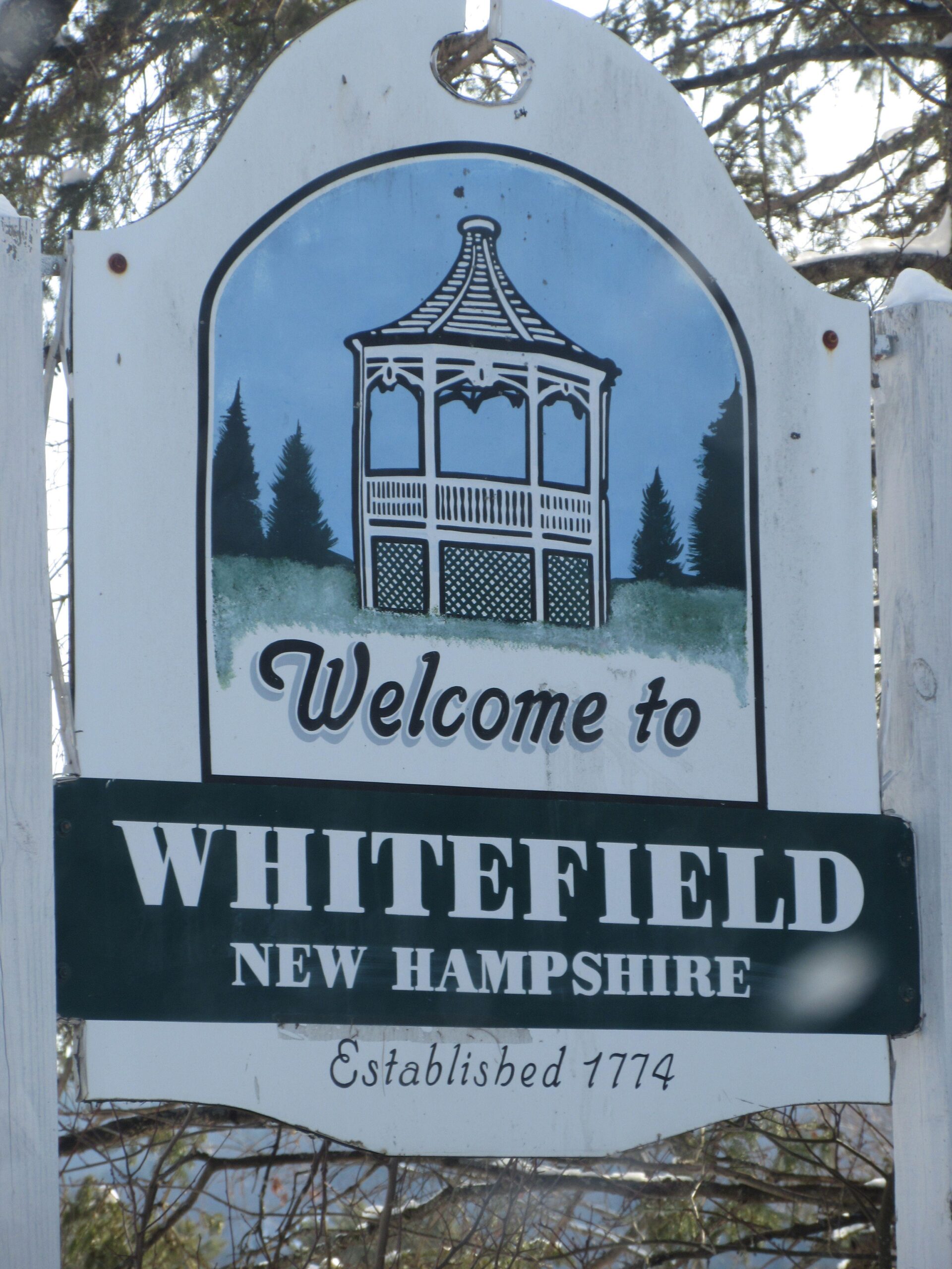 Welcome to Whitefield, New Hampshire sign
