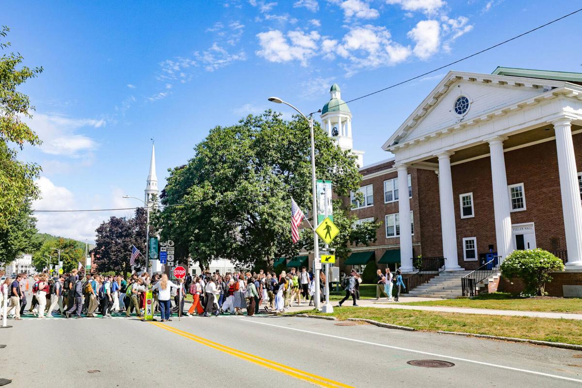 Community members gathered outside St. Johnsbury Academy
