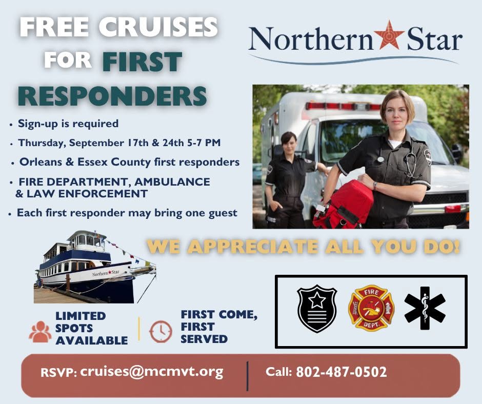 Northern Star flyer advertising free cruises for first responders