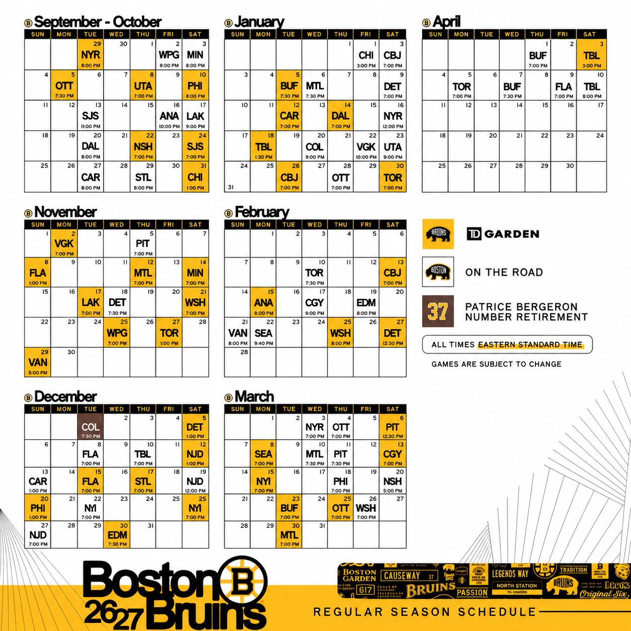2026–27 Boston Bruins regular-season schedule