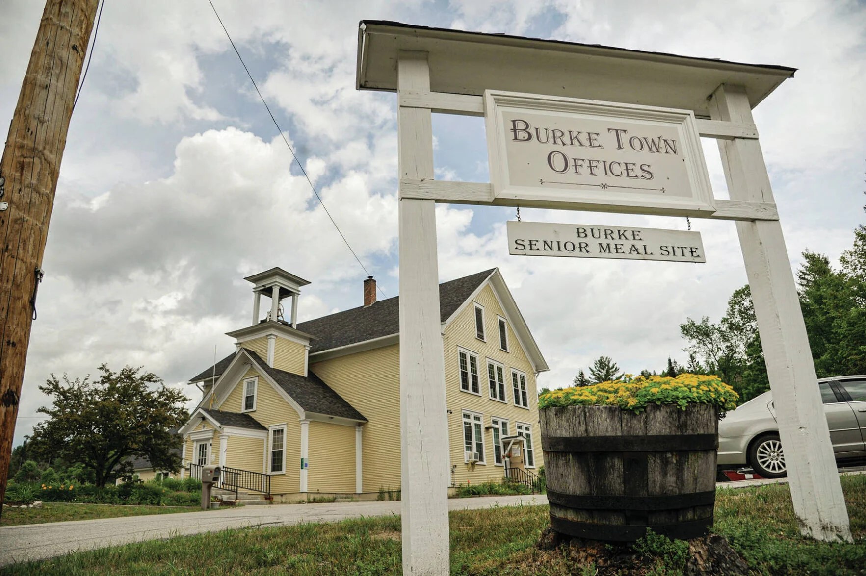 Burke town offices sign outside the municipal building