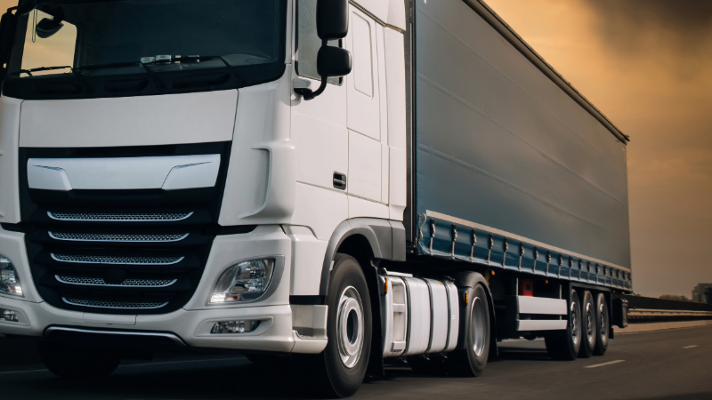 White tractor-trailer truck