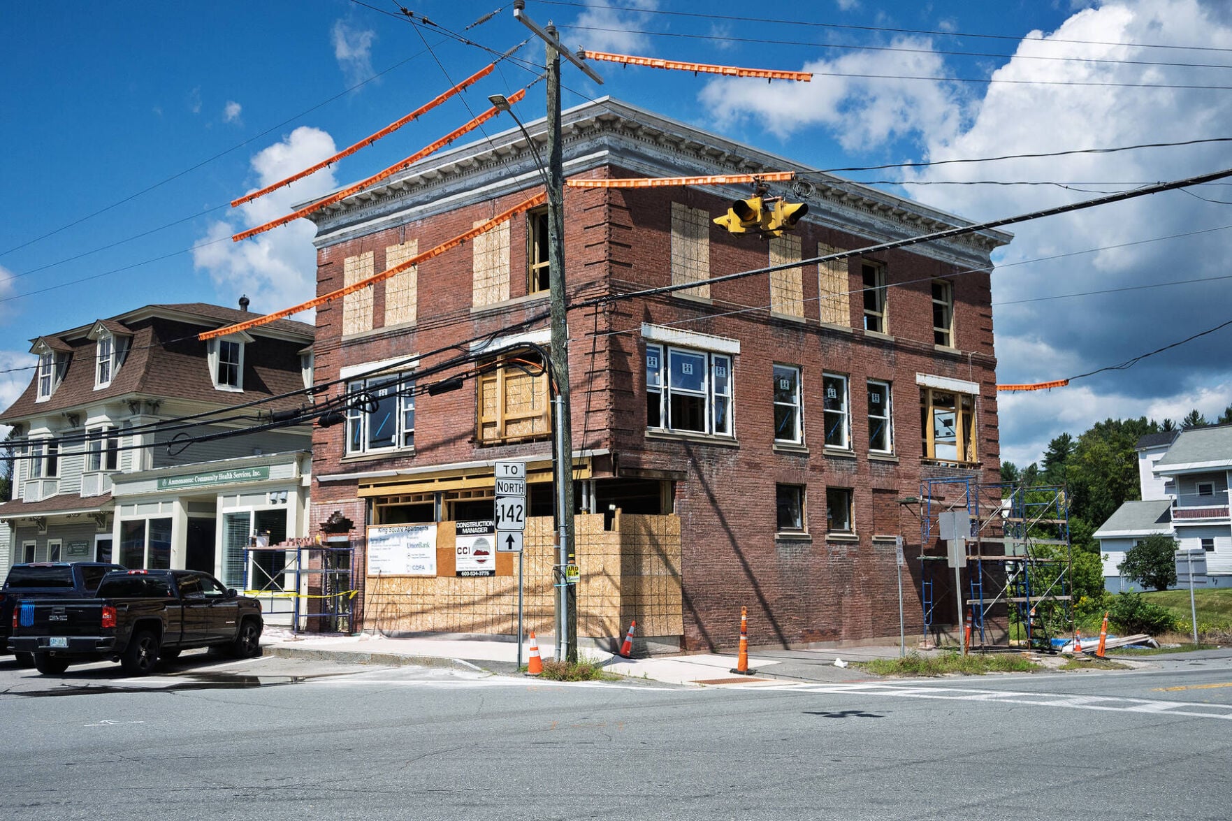 The 12 King Square building in downtown Whitefield, New Hampshire, under redevelopment