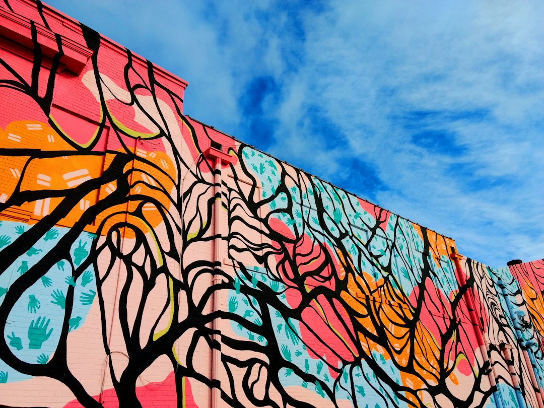 A colorful mural on a downtown wall