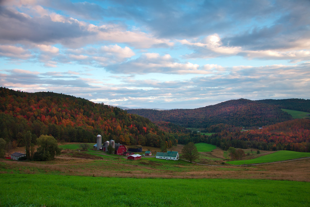 Fall foliage along a rural road near Danville, Vermont