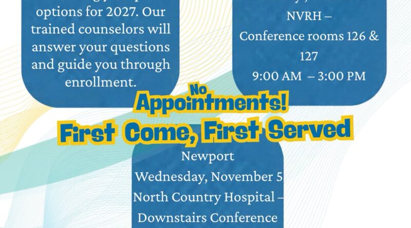 Medicare Open Enrollment Clinic 2026 flyer, Northeast Kingdom Council on Aging