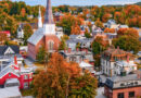 Fall foliage in a quaint Vermont town