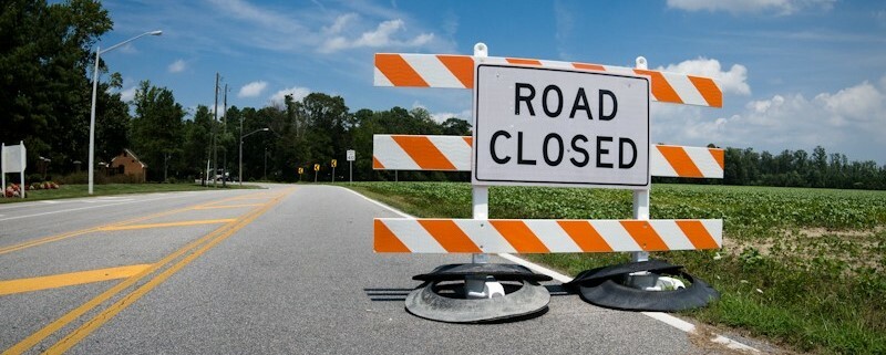 Road closed sign