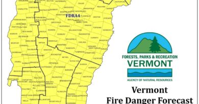 Vermont Fire Danger Forecast map for October 27, 2026 showing high fire danger statewide